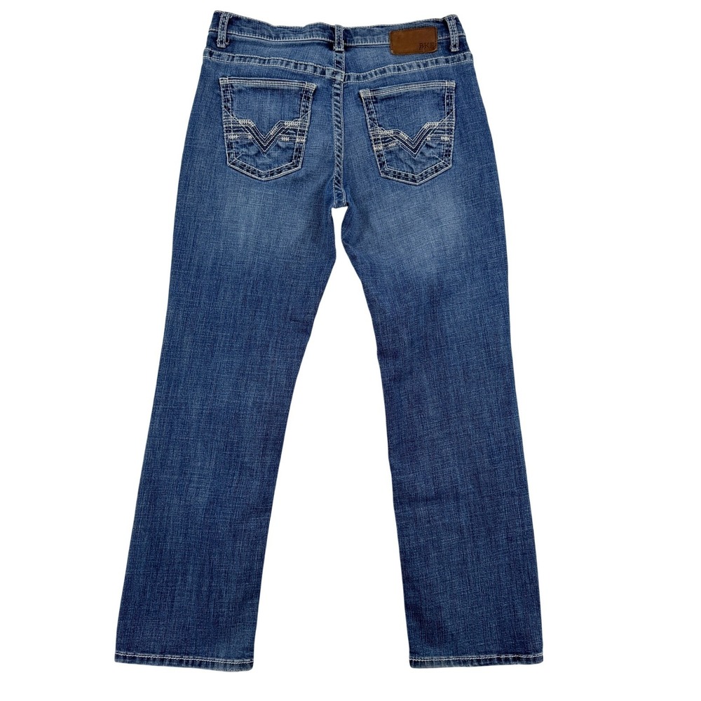 BKE Tyler Straight Leg Jeans Men 32x30 Medium Wash Contrast Stitch Denim Western